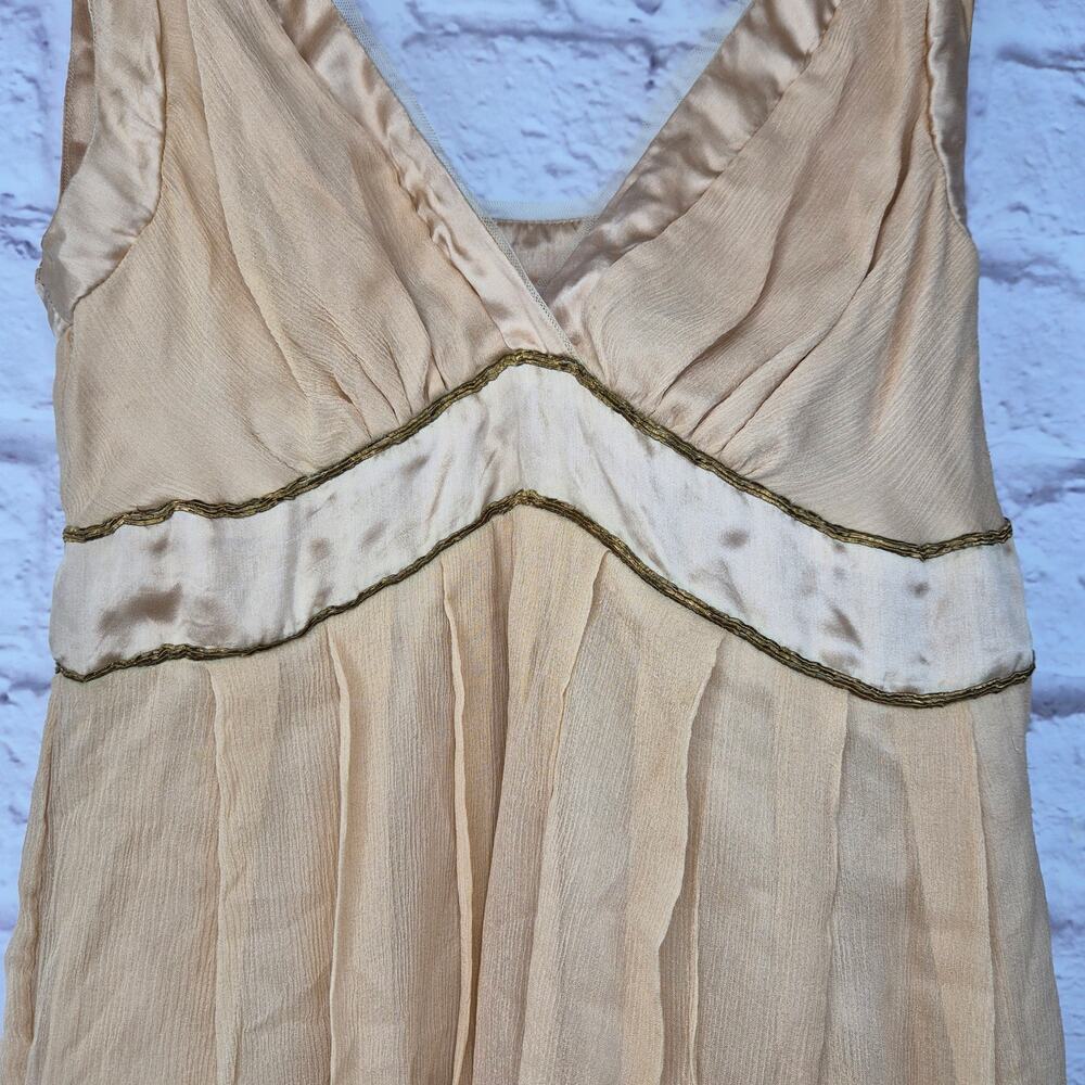 Lotta Stensson Silk Dress Gold Metallic Trim Fairycore Y2K Homecoming Mini 2 - Picture 4 of 8